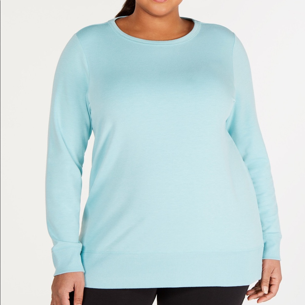 Ideology plus size lattice back top. Aqua Haze